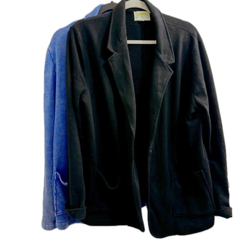 Bundle of 2 Yummy Sweater Co. Button Up Cardigans in Black and Blue